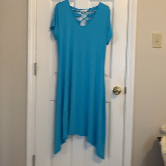 Chicos - Teal blue cotton blend comfort dress. - Picture 2 of 4